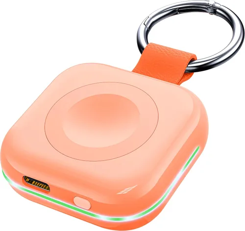 Vista 12 de HUOTO - Cargador portátil para Apple Watch, cargador magnético inalámbrico para iWatch de 1200 mAh, batería externa para viajes, llavero