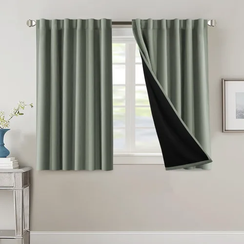 Vista 16 de H.VERSAILTEX Cortinas 100% opacas para dormitorio con forro negro, cortinas de oscurecimiento de habitación completa, con aislamiento térmico