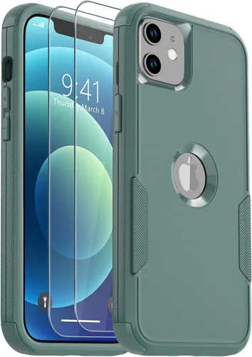 Vista 11 de Funda para iPhone 12, 2 protectores de pantalla de vidrio templado, 10 pies a prueba de caídas, antideslizante, a prueba de golpes, para iPhone 12