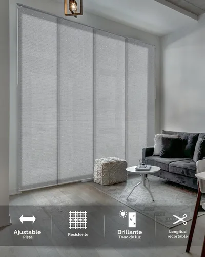 Vista 2 de GoDear Design - Persianas verticales ajustables para puertas corredizas, riel extensible de 45.8 a 86 pulgadas de ancho, cortinas de panel