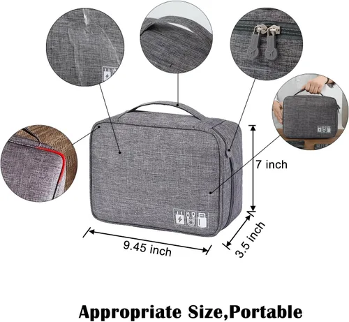 Vista 2 de Estuche Organizador Pequeño para Dispositivos Electrónicos USB Cargador Accesorios Ratón Cable de Teléfono Tarjeta SD Banco de Energía Auriculares