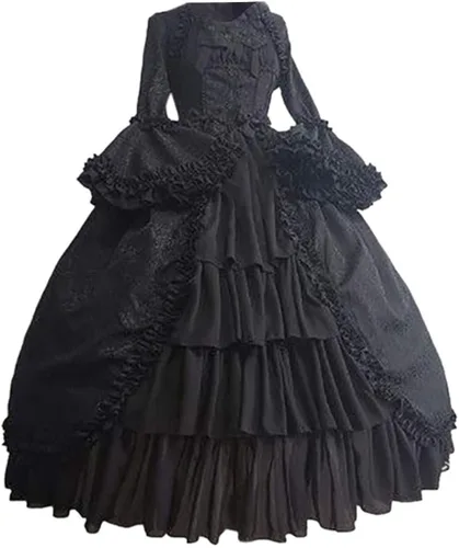 Vista 2 de Vestido renacentista para mujer, disfraz medieval irlandés, largo, vintage, Halloween, vestido de bruja 2023