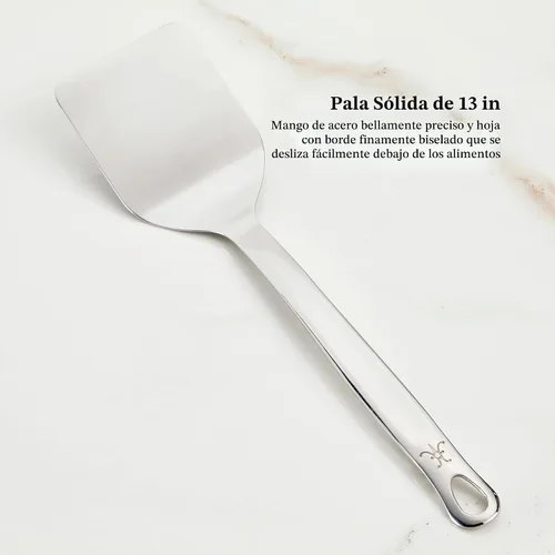 Vista 4 de Hestan Provisions - Herramientas de chef, juego esencial (5 piezas), cuchara sólida de acero inoxidable, cucharón, tenedor para pasta