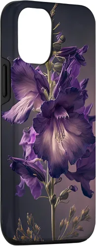Vista 3 de Funda con diseño de flores moradas para iPhone 15