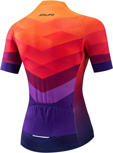 Vista 2 de Camiseta de ciclismo para mujer, manga corta y pantalones cortos de ciclismo acolchados para verano