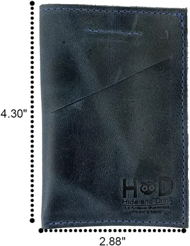 Vista 6 de Hide & Drink Cartera de cuero suave y funda para tarjeta hecha a mano azul pizarra