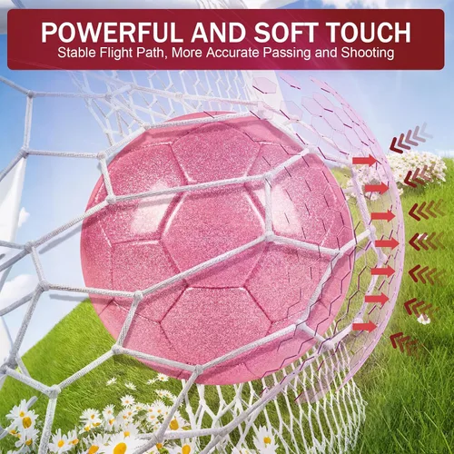 Vista 5 de 2 pelotas de fútbol con purpurina plateada con bomba y aguja, kit de pelota de fútbol para regreso a la escuela, regalos de cumpleaños, pelota