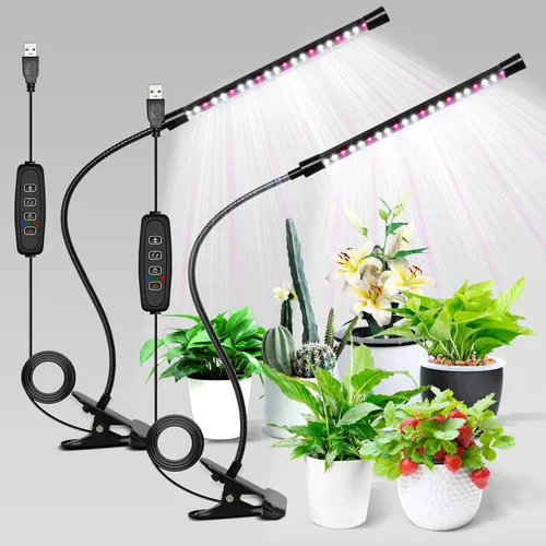 Vista 8 de iPower - Lámpara LED de crecimiento con espectro completo para plantas de interior, cuello de cisne ajustable, 2/3 modos de luz y 5/10 niveles