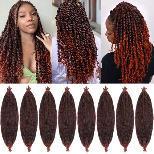 Vista 63 de Cabello de Envoltura Pre-Esponjado de 8 Pulgadas, 3 Paquetes, Cabello Afro Twist Pre-Separado Elástico para Locs, Cabello Afro Twist Negro Natural