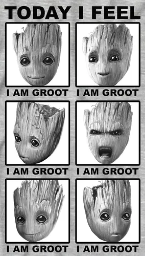 Vista 2 de Marvel Men's Guardians of The Galaxy I Am Groot Cute Face T-Shirt