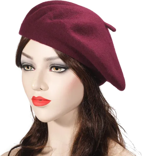 Vista 189 de ZLYC - Boina francesa de lana unicolor para mujeres y niñas