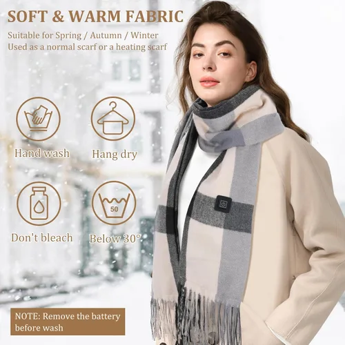 Vista 2 de LINGSFIRE - Bufanda térmica para mujeres y hombres, bufanda térmica eléctrica recargable, almohadilla térmica para el cuello, portátil, funciona