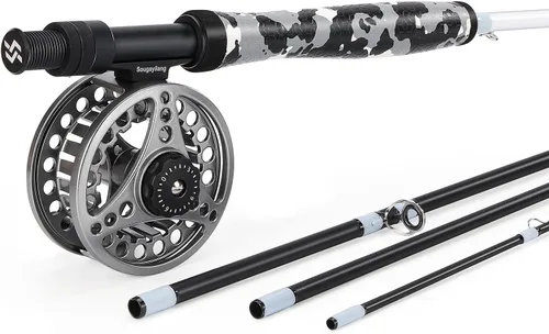 Vista 2 de Sougayilang Kit Combo de Iniciación de Pesca con Mosca Estándar, Caña de Mosca de 9 Pies Peso 5/6 con Mango SuperPolymer, Accesorios, Estuche