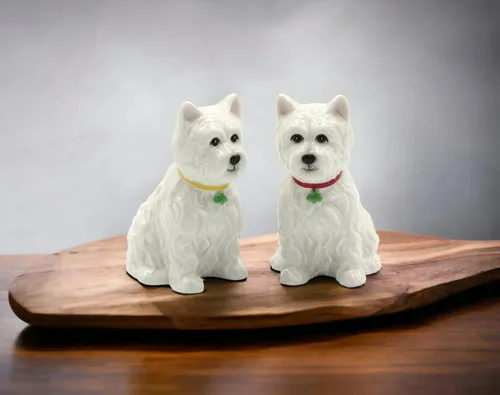 Vista 7 de Juego de salero y pimentero de cerámica de porcelana fina West Highland White Terrier Western Terrier Westie Dog Shamrocks Salero y Pimentero, 2-7/8