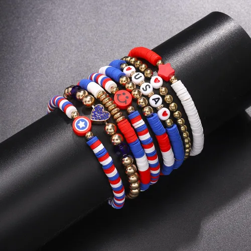 Vista 91 de Surfer Heishi - Pulseras apilables para mujer, apilables, de vinilo arcoíris, disco de arcilla, pulseras elásticas para la amistad, joyería bohemia