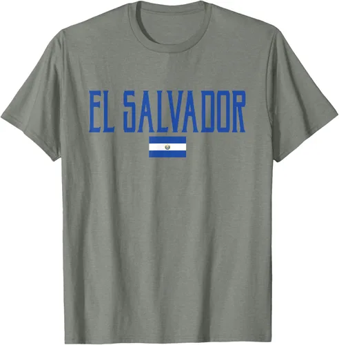 Vista 28 de Camiseta de texto azul con bandera de El Salvador, Negro, S