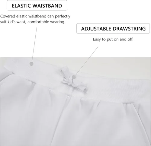 Vista 4 de DOTDOG Pantalones cortos deportivos unisex suaves y saludables para niños, pantalones cortos casuales básicos para niños o niñas de 3 a 12 años