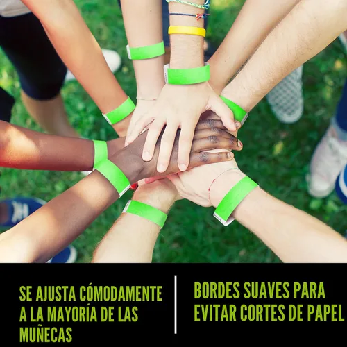 Vista 5 de WristCo Pulseras Tyvek - Paquete variado de fin de semana, 1,500 unidades ¾" x 10" - impermeables, reciclables, cómodas, resistentes a desgarros