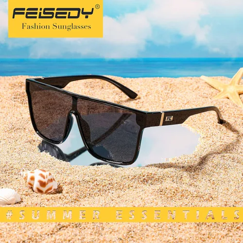 Vista 5 de FEISEDY Gafas de sol de moda planas de gran tamaño para mujeres y hombres UV400 B2996