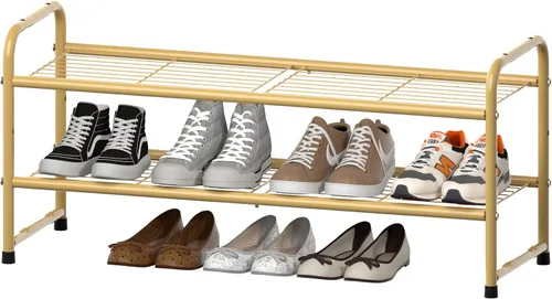 Vista 13 de SUFAUY - Estante para zapatos apilable de 2 niveles, zapatero para entrada, con gran capacidad, organizador de calzado para dormitorio, rejilla