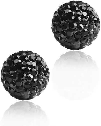 Vista 2 de Aretes de tuerca de plata fina 925 con bola de cristal 8 mm 10 mm