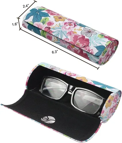 Vista 3 de JAVOedge Paquete de 3 estuche rígido ovalado largo para lentes de varios patrones, incluye paño de limpieza de microfibra