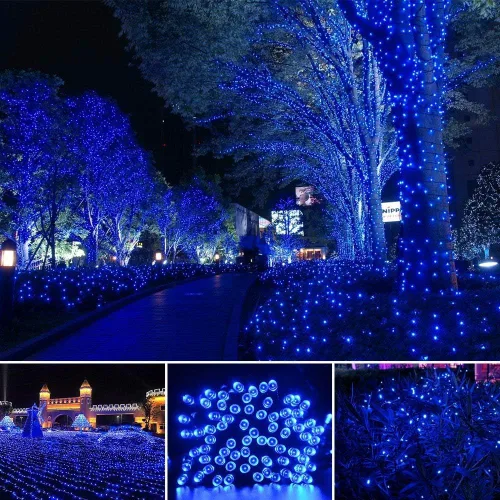 Vista 6 de Luces solares de Navidad para exteriores, 33 pies, 100 luces LED solares de hadas, 8 modos, luces de Navidad impermeables para jardín, patio, hogar