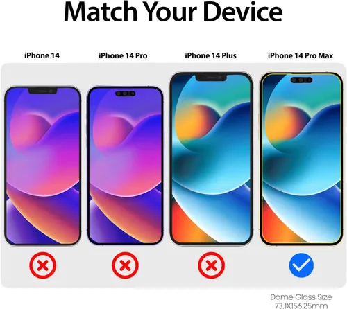 Vista 2 de DOME GLASS Whitestone [cobertura completa perfecta] Protector de pantalla de vidrio templado para iPhone 14 Pro Max con lámpara UV [2 unidades]