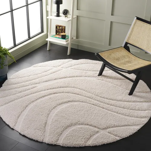 Vista 76 de Safavieh Florida Shag Collection - Alfombra de área de 2 x 3 pies, color crema/beige, diseño geométrico, felpa de 1.2 pulgadas de grosor, ideal