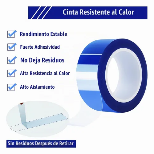 Vista 3 de MEBMIK 2 rollos de 20 mm x 16 m (52 pies) Cinta térmica azul de alta temperatura, cinta resistente al calor, cinta de transferencia de calor