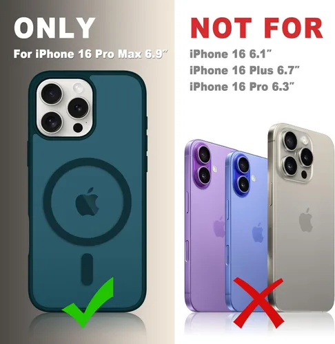 Vista 1554 de Funda para Google Pixel 10 Pro XL, cubierta magnética mate, color negro Fit for MagSafe, Screen Protector included, Shockproof Military Grade