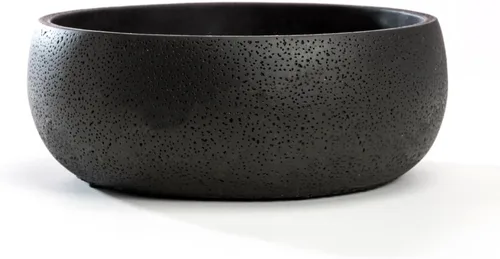 Vista 4 de Maceta para suculentas, 8.9 pulgadas, estilo moderno, redondo, de cemento, suculenta, soporte para cactus (negro)
