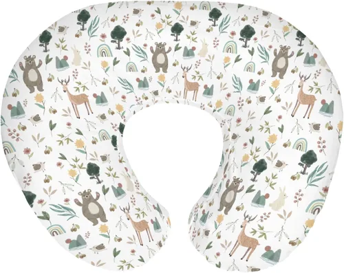 Vista 16 de Fundas de almohada de lactancia de animales de acuarela para niños y niñas, osos, conejo, mapache, hojas florales, funda de almohada de lactancia