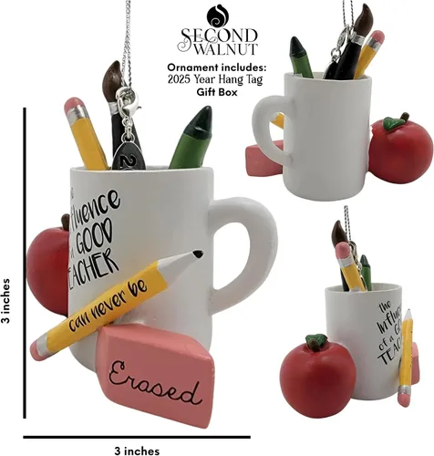 Vista 3 de Taza de regalo para profesores, influenciador educativo, agradecimiento al profesor con palabras alentadoras y etiqueta colgante de año para un