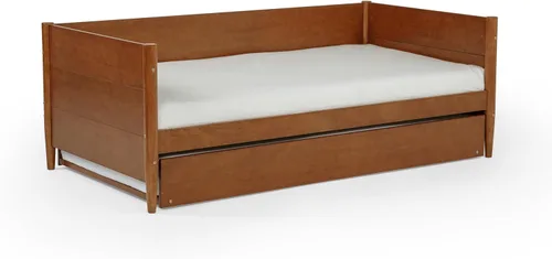 Vista 9 de Camaflexi Sofá cama y nido modernos Mid-Century/Madera maciza y fabricada/Cabecera de panel/No necesita somier/La base tiene 14 listones de Castañho