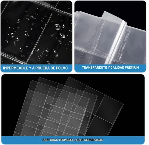 Vista 6 de ABLY 540 bolsillos de doble cara para tarjetas intercambiables, 9 bolsillos, protectores de tarjetas de juego de plástico transparente