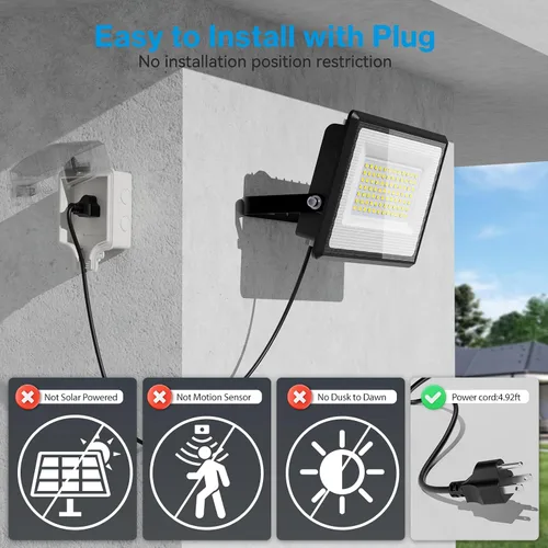 Vista 2 de Olafus Paquete de 4 luces LED de 90 W para exteriores, 9000 lm superbrillantes, luces de trabajo LED enchufables, 6500 K IP66 impermeable