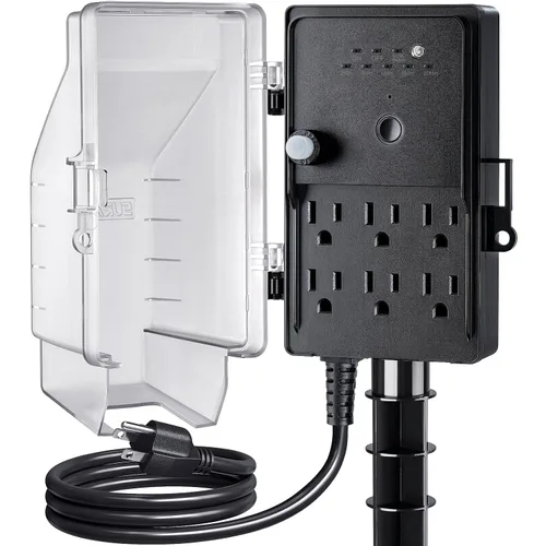 Vista 11 de SURAIELEC Estaca de alimentación para exteriores, temporizador digital programable de 7 días, regleta de alimentación resistente a la intemperie, 6