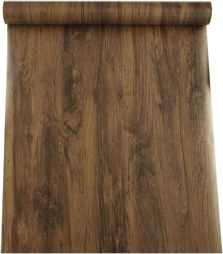 Vista 2 de PoetryHome Papel de contacto de vinilo autoadhesivo de madera marrón oscuro para gabinetes, encimera, mesa contra salpicaduras, revestimiento