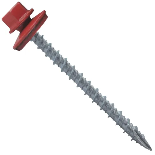 Vista 69 de 10 tornillos para techos de metal gris ABC de 2-1/2 pulgadas, cabezal de arandela hexagonal, arranque automático/roscado, arandela EPDM. 1 bolsa