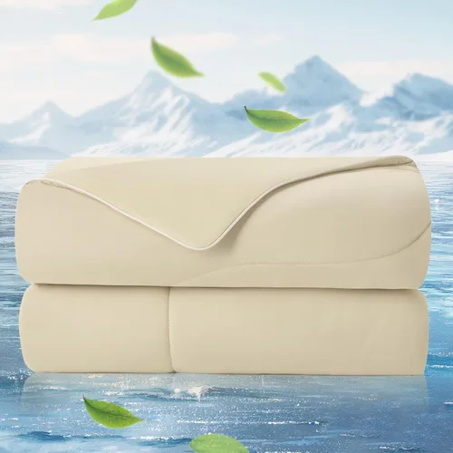 Vista 13 de Cozy Bliss Sorona® - Edredón refrescante tamaño individual x fibra natural de viscosa Sorona®, manta de enfriamiento reversible y sedosa