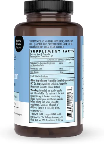 Vista 3 de Glicinato de magnesio y citrato de magnesio – Apoya la relajación muscular y la salud cardiovascular 60ct (suministro de 2 meses)