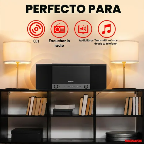 Vista 5 de Magnavox Sistema de estante de CD de 3 piezas con radio estéreo digital PLL FM
