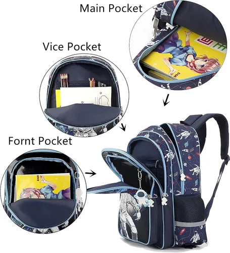Vista 2 de Egchescebo Mochila con ruedas para niños y niñas con ruedas y ruedas 16-5pcs-mty-lg