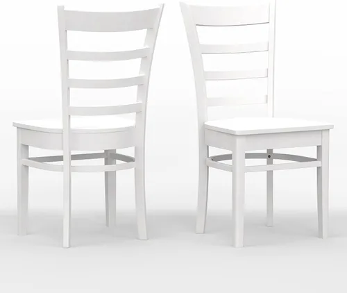 Vista 2 de Glenwillow Home Sillas de comedor de madera maciza con respaldo de listones en blanco (juego de 2)