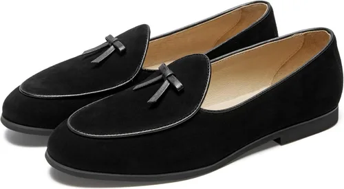 Vista 2 de Journey West Suede Tassel Loafer for Women Slip-on Belgian Penny Loafers Shoes for Women in Many