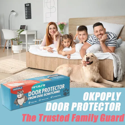Vista 6 de Protector de puerta contra arañazos de perros, protector de vinilo transparente para puerta de perro resistente antigarras para muebles de ventana