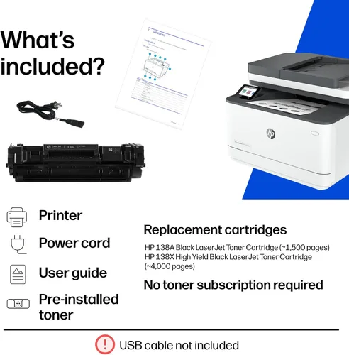 Vista 7 de HP LaserJet Pro MFP 3101fdw Impresora láser inalámbrica en blanco y negro todo en uno, escáner, fotocopiadora, fax, ideal para la oficina (3G628F)