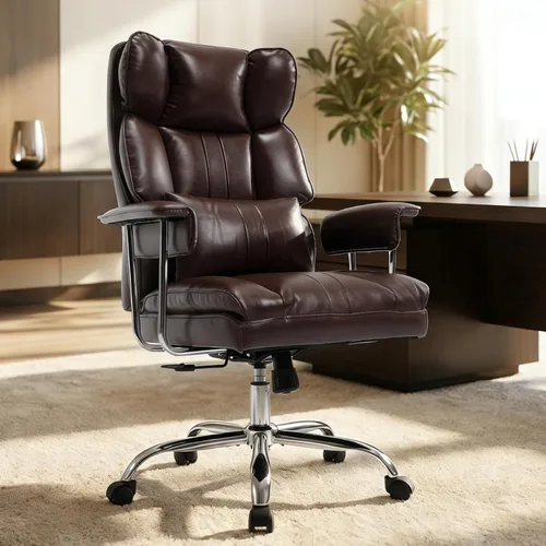 Vista 10 de Big and Tall Office Chair 500LBS Heavy Duty Executive Office Chair PU Leather Computer Gaming Chair with Lumbar Support(Beige)