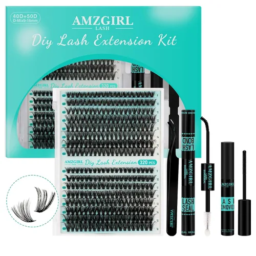 Vista 43 de Kit de Extensión de Pestañas, Kit de Racimos de Pestañas DIY 168Pcs con Pegamento de Unión y Sello Impermeable, Removedor de Pestañas para Kit